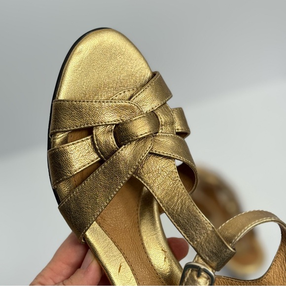 Sofft Leather Gold Metallic Comfort High Heels M Slingback Sandals 8M Dress Shoe - Picture 5 of 13